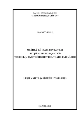 Quản Lý Kế Hoạch Dạy Học Tại Trường Trung Học Phổ Thông