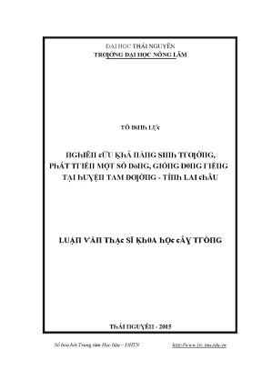 Nghiên cứu về phát triển nông lâm tại Thái Nguyên