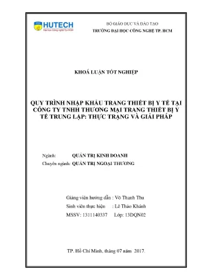 Quy Trình Nhập Khẩu Trang Thiết Bị Y Tế: Thực Trạng và