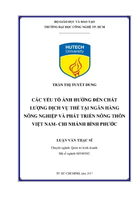 Các Yếu Tố Ảnh Hưởng Đến Chất Lượng Dịch Vụ Thẻ Tại