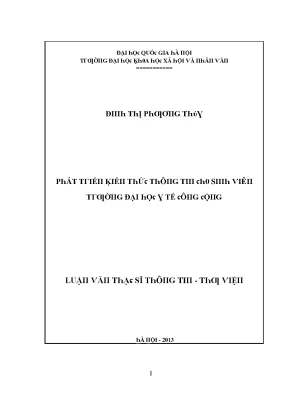 Phát Triển Kiến Thức Thông Tin Cho Sinh Viên Y Tế Công Cộng