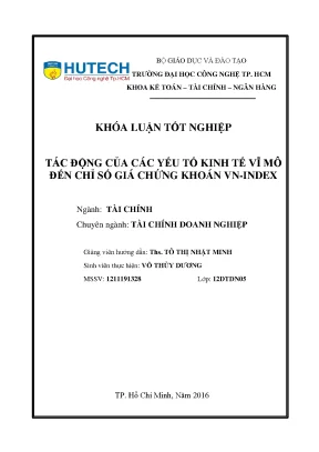 Tác Động Của Các Yếu Tố Kinh Tế Vĩ Mô Đến Chỉ Số Giá