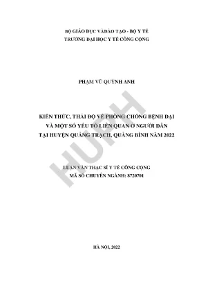 Kiến Thức và Thái Độ Về Phòng Chống Bệnh Dại Tại Huyện