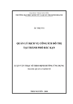 Quản Lý Dịch Vụ Công Ích Đô Thị Tại Thành Phố Bắc Kạn