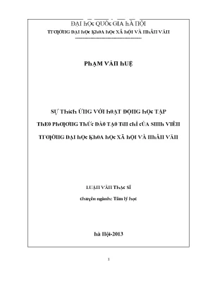 Sự Thích Ứng Của Sinh Viên ĐH Khoa Học Xã Hội Và Nhân