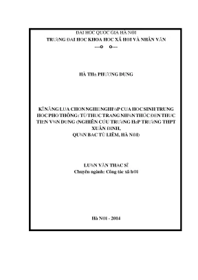 Kỹ Năng Lựa Chọn Nghề Nghiệp Của Học Sinh Trung Học Phổ