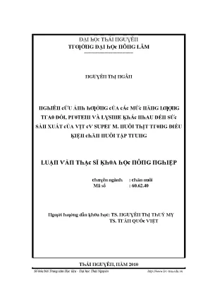 Nghiên cứu ảnh hưởng của protein và lysine đến sức sản