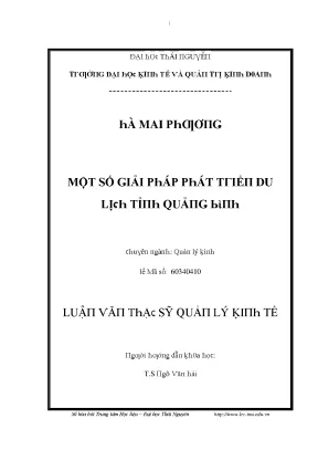 Quản lý kinh tế và giải pháp phát triển du lịch tại Thái