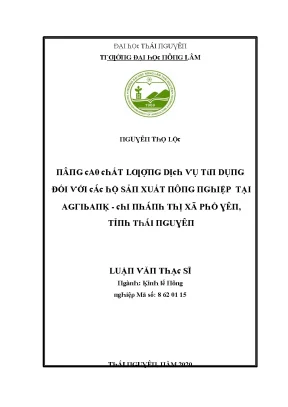 Nâng cao chất lượng dịch vụ tín dụng cho hộ sản xuất