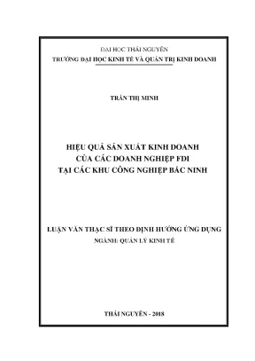 Hiệu Quả Sản Xuất Kinh Doanh Của Doanh Nghiệp FDI Tại