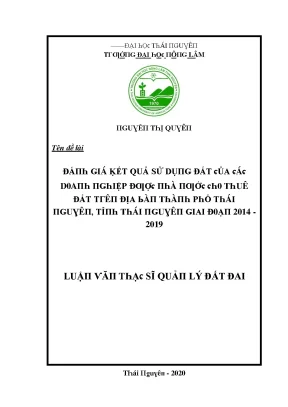 Kết Quả Sử Dụng Đất Tại Thái Nguyên (2014 - 2019)