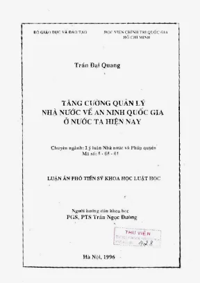 Tăng Cường Quản Lý Nhà Nước Về An Ninh Quốc Gia Tại Việt Nam