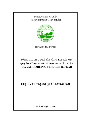 Đánh Giá Hiệu Quả Sử Dụng Đất Tại Thái Nguyên