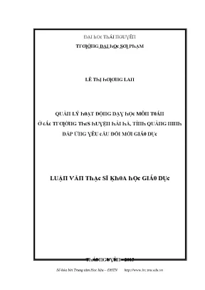 Quản lý dạy học môn Toán tại trường THCS Hải Hà, Quảng Ninh