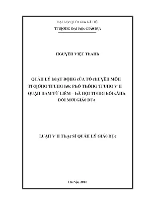 Quản lý hoạt động tổ chuyên môn tại trường THPT Trung