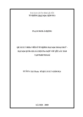 Quản lý sinh viên tại Đại học Ngoại ngữ - ĐHQGHN theo 