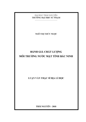 Đánh Giá Chất Lượng Môi Trường Nước Mặt Tỉnh Bắc Ninh