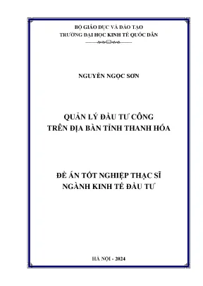 Quản Lý Đầu Tư Công Tại Tỉnh Thanh Hóa: Thực Trạng và