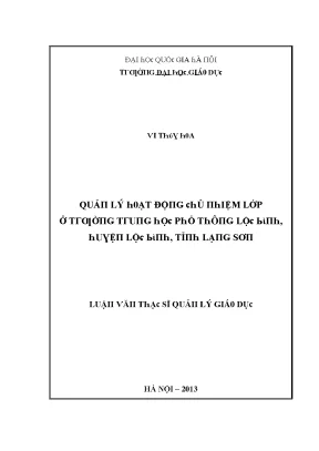 Quản Lý Hoạt Động Chủ Nhiệm Lớp Tại Trường THPT Lộc