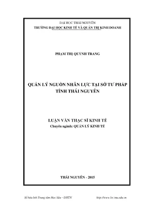 Quản Lý Nguồn Nhân Lực Tại Sở Tư Pháp Tỉnh Thái Nguyên