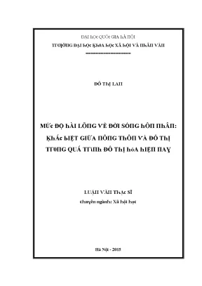 Nghiên Cứu Đời Sống Xã Hội Tại Hà Nội: Luận Văn Cao Học