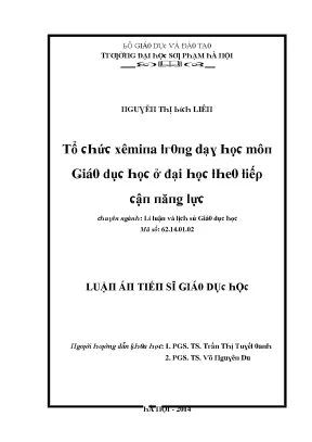 Giáo Dục Hóa Học Tại Đại Học Sư Phạm Hà Nội