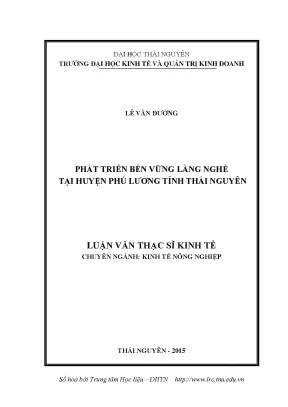 Phát Triển Bền Vững Làng Nghề Tại Huyện Phú Lương, Tỉnh