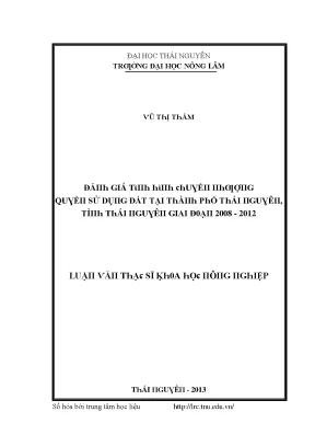 Quản lý đất đai tại Thái Nguyên: Nghiên cứu từ 2008 đến 2012