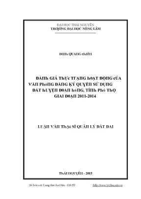 Đánh Giá Hoạt Động Văn Phòng Đăng Ký Quyền Sử Dụng Đất