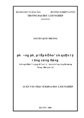 Phương Pháp Lập Kế Hoạch Quản Lý Rừng Cộng Đồng Tại Làng