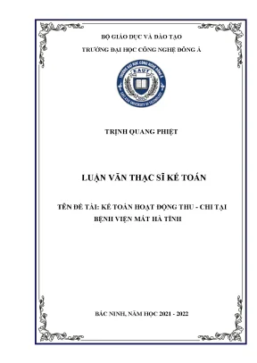 Kế Toán Hoạt Động Thu - Chi Tại Bệnh Viện Mắt Hà Tĩnh: