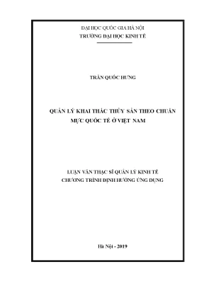 Quản Lý Khai Thác Thủy Sản Theo Chuẩn Mực Quốc Tế Tại