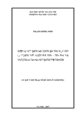 Quản lý bồi dưỡng giáo viên THPT huyện Phù Ninh, Phú Thọ