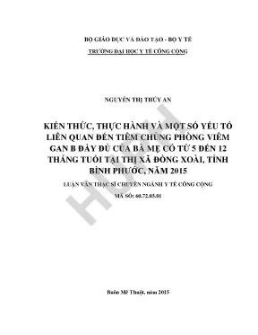 Kiến Thức và Thực Hành Tiêm Chủng Phòng Viêm Gan B cho