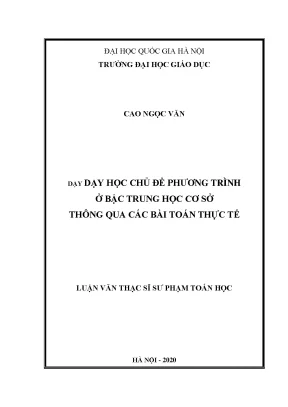 Phương Pháp Dạy Học Chủ Đề Phương Trình Ở Bậc Trung Học
