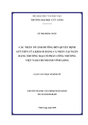 Các Nhân Tố Ảnh Hưởng Đến Quyết Định Gửi Tiền Tại Ngân