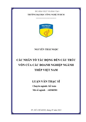 Nhân Tố Tác Động Đến Cấu Trúc Vốn Của Doanh Nghiệp Ngành