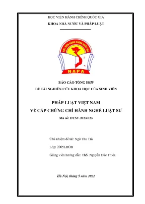 Nghiên Cứu Pháp Luật Việt Nam Về Cấp Chứng Chỉ Hành Nghề