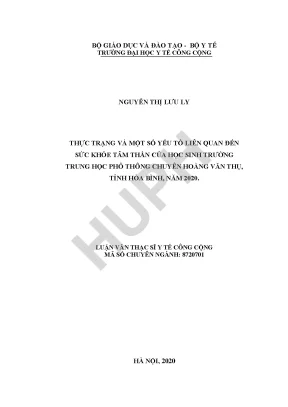 Nghiên Cứu Sức Khỏe Tâm Thần Học Sinh Trung Học Phổ