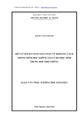 Rèn Luyện Kỹ Năng Giải Toán Khoảng Cách Trong Hình Học 