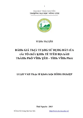 Đánh Giá Hiệu Quả Sử Dụng Đất Đai Tại Thái Nguyên