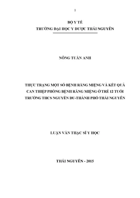 Thực Trạng Bệnh Răng Miệng và Can Thiệp Phòng Ngừa Ở Trẻ 