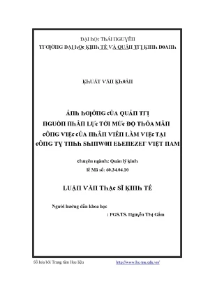 Ảnh hưởng của quản trị nguồn nhân lực đến sự thỏa mãn