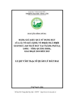 Hiệu Quả Sử Dụng Đất Tại Thái Nguyên: Nghiên Cứu Từ 2010
