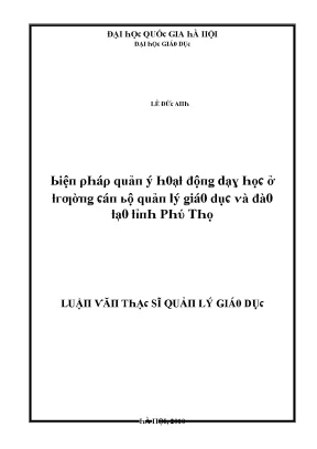 Biện Pháp Quản Lý Hoạt Động Dạy Học Tại Trường Cán Bộ