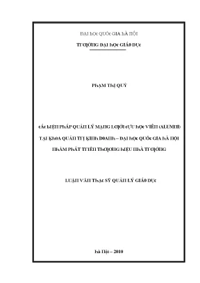 Quản lý mạng lưới Alumni tại Đại học Quốc gia Hà Nội