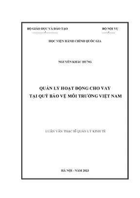 Quản Lý Hoạt Động Cho Vay Tại Quỹ Bảo Vệ Môi Trường Việt Nam