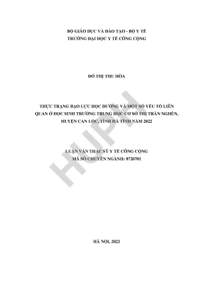 Thực Trạng Bạo Lực Học Đường Tại Trường Trung Học Cơ Sở