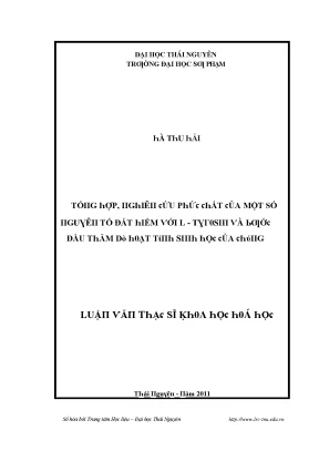 Nghiên cứu phức chất đất hiếm với L-Tyrosin và hoạt tính