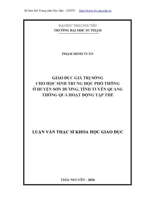 Giáo Dục Giá Trị Sống Cho Học Sinh Trung Học Phổ Thông